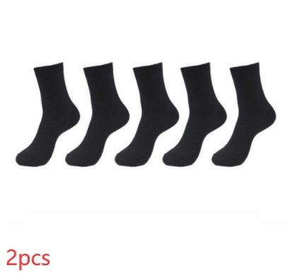 5 Pairs Bamboo Fiber Socks Men's Mid-calf Breathable Socks Business Men's Socks Solid Color