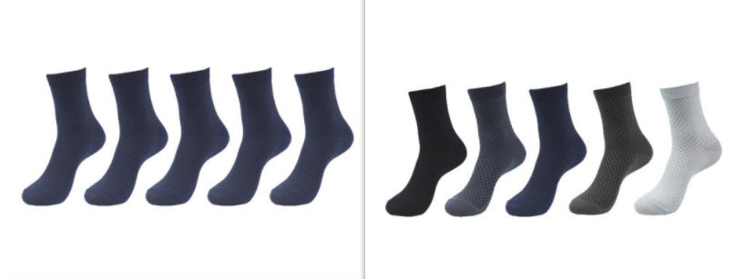 5 Pairs Bamboo Fiber Socks Men's Mid-calf Breathable Socks Business Men's Socks Solid Color