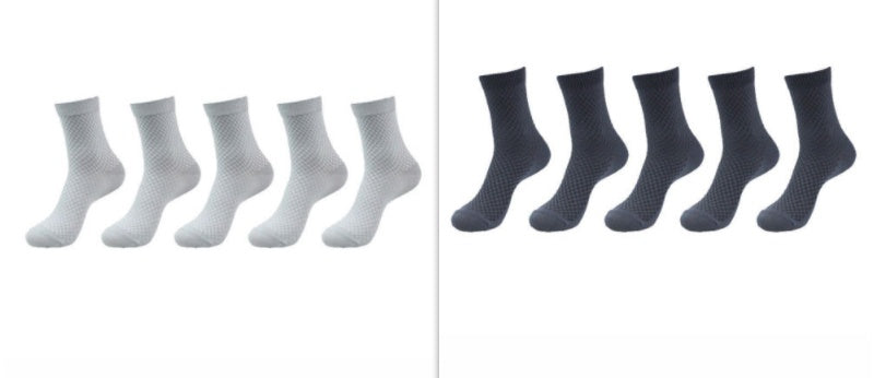 5 Pairs Bamboo Fiber Socks Men's Mid-calf Breathable Socks Business Men's Socks Solid Color