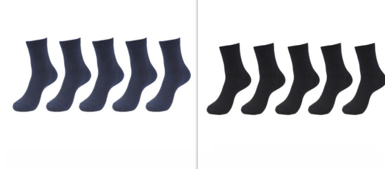 5 Pairs Bamboo Fiber Socks Men's Mid-calf Breathable Socks Business Men's Socks Solid Color