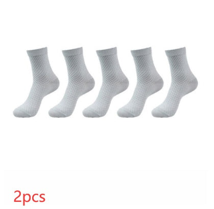 5 Pairs Bamboo Fiber Socks Men's Mid-calf Breathable Socks Business Men's Socks Solid Color