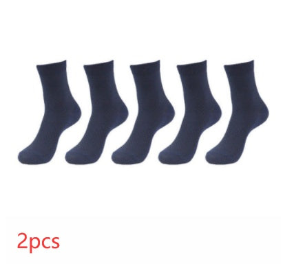 5 Pairs Bamboo Fiber Socks Men's Mid-calf Breathable Socks Business Men's Socks Solid Color