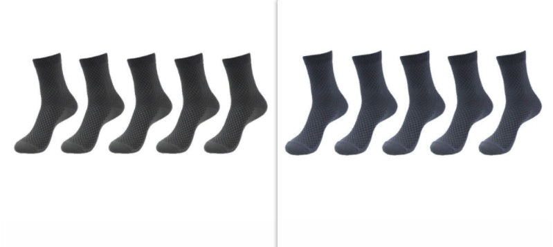 5 Pairs Bamboo Fiber Socks Men's Mid-calf Breathable Socks Business Men's Socks Solid Color