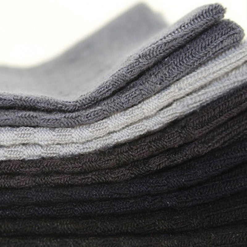 5 Pairs Bamboo Fiber Socks Men's Mid-calf Breathable Socks Business Men's Socks Solid Color