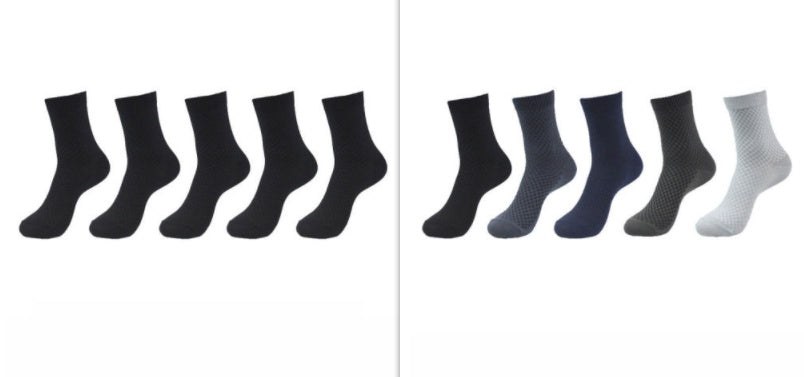5 Pairs Bamboo Fiber Socks Men's Mid-calf Breathable Socks Business Men's Socks Solid Color