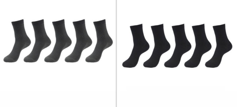 5 Pairs Bamboo Fiber Socks Men's Mid-calf Breathable Socks Business Men's Socks Solid Color