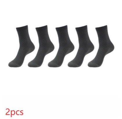 5 Pairs Bamboo Fiber Socks Men's Mid-calf Breathable Socks Business Men's Socks Solid Color