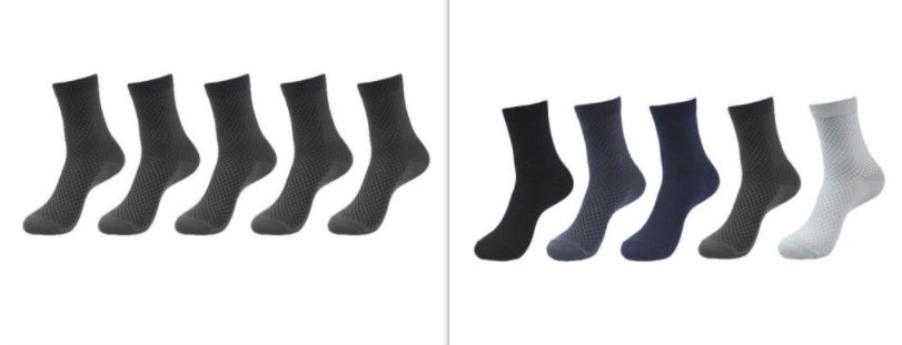 5 Pairs Bamboo Fiber Socks Men's Mid-calf Breathable Socks Business Men's Socks Solid Color
