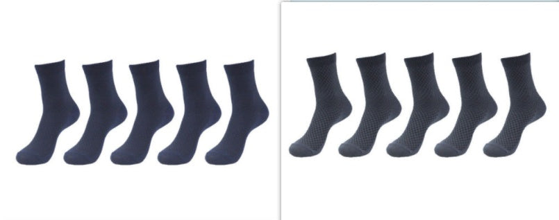 5 Pairs Bamboo Fiber Socks Men's Mid-calf Breathable Socks Business Men's Socks Solid Color