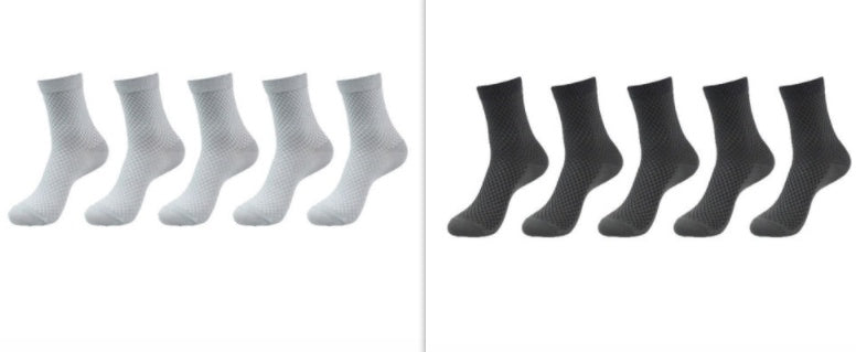 5 Pairs Bamboo Fiber Socks Men's Mid-calf Breathable Socks Business Men's Socks Solid Color
